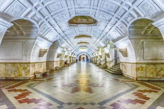 Belorusskaya Subway Station, part of the Moscow Metro, opened in 1952