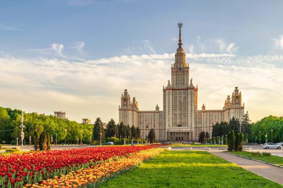 The Lomonosov Moscow State University, founded in 1755