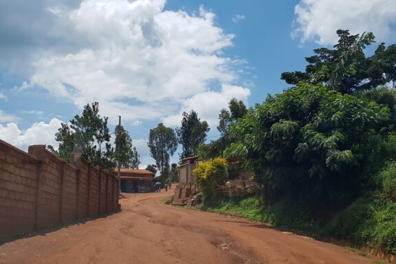 The dirt road leading to the top of Mount Kigali