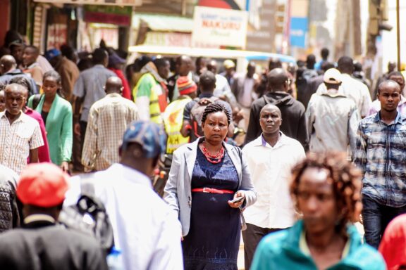 Crowded streets in the commercial area in Nairobi