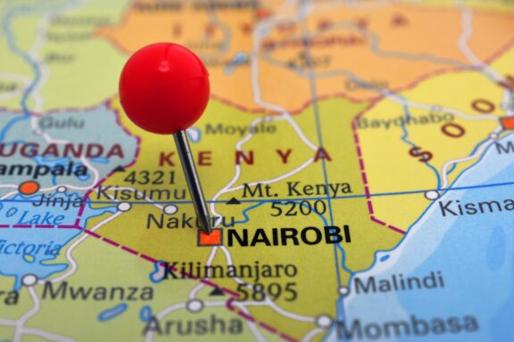 Red Pin on Nairobi Map Location Nairobi's location marked on the map