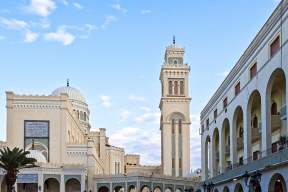 Mosque with Clock Tower Clock Tower in Tripoli, constructed during the Italian colonial period in Libya