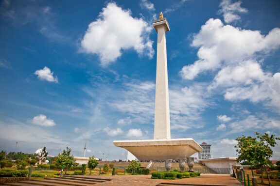 National Monument Tower Against Blue Sky The National Monument or Monas in Jakarta