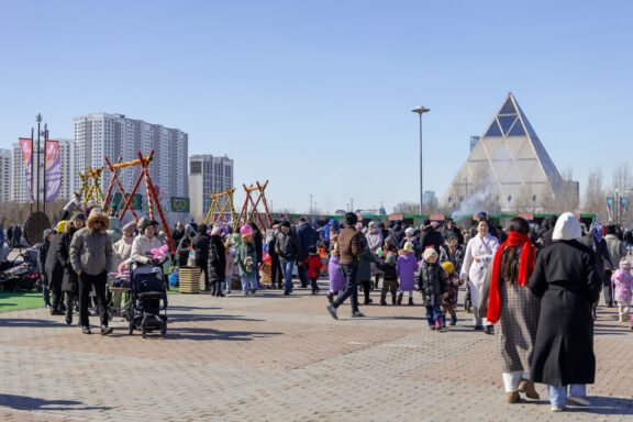 Crowd at Nauryz Festival Celebration Crowds gathered in Nur-Sultan for the Nauryz Festival
