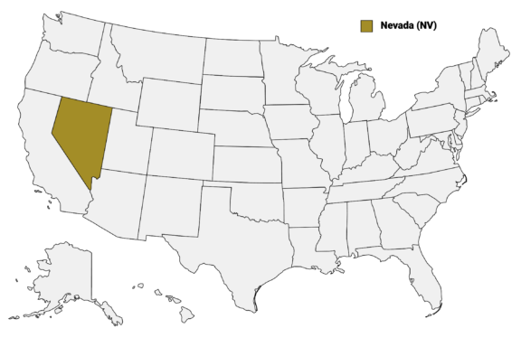 The State of Nevada highlighted on the US map.