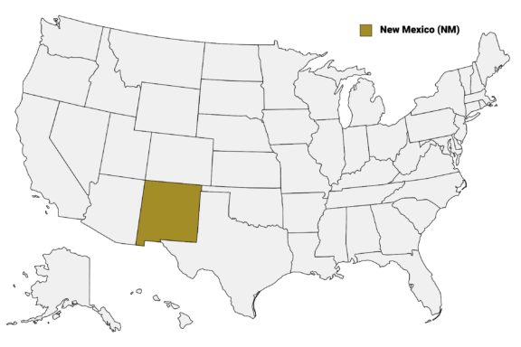 The State of New Mexico highlighted on the US map.