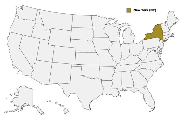 The State of New York highlighted on the US map.