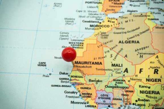 Map with Pin on Nouakchott, Mauritania Nouakchott's location pinned.