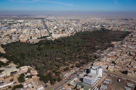 Aerial View of Nouakchott Cityscape Nouakchott skyline on a sunny day.