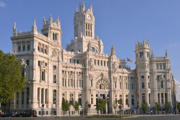 Palacio de Cibeles in Madrid on a Sunny Day City hall near the plaza de cibeles in
