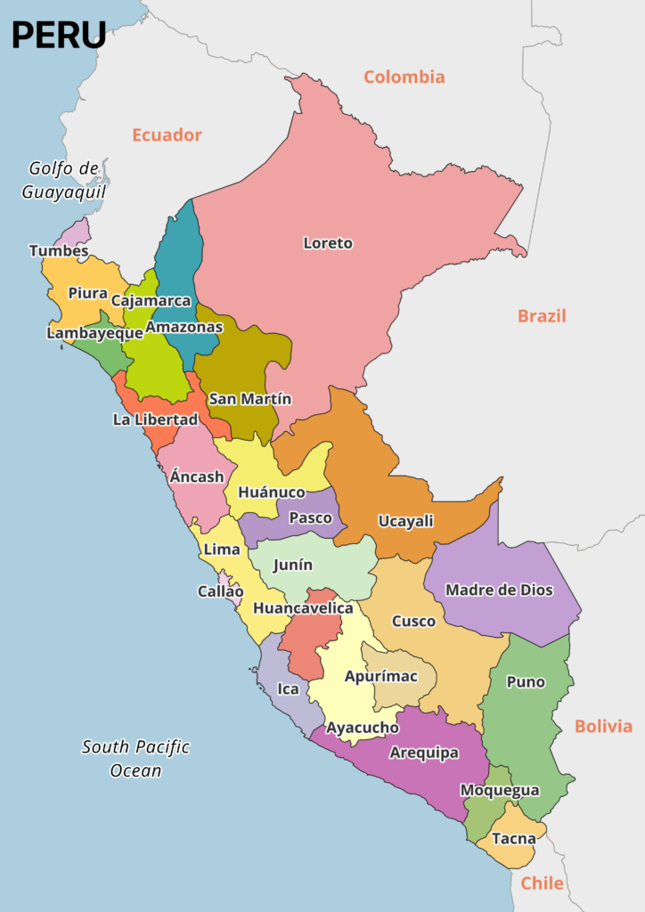 Peru political map with regions