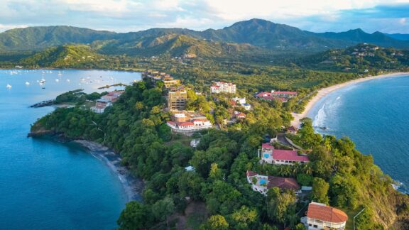 An aerial view of Flamingo Beach in Guanacaste, Costa Rica. 