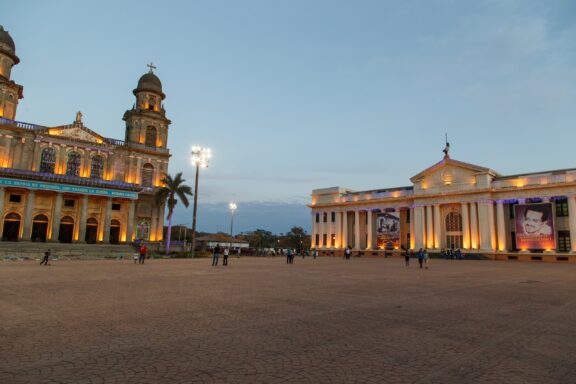 Evening at Plaza de la Revolución Plaza de la Revolución, a significant public square in the heart of Managua