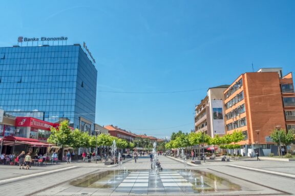 The main commercial area in Pristina