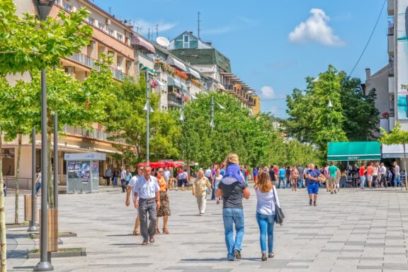 Pristina kosovo july 29 2014: people walking on mother