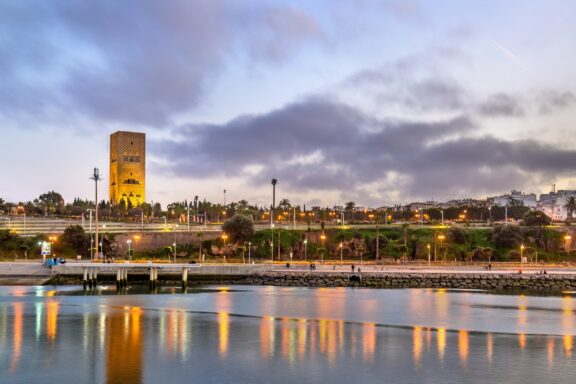 Skyline over a sunset in Rabat