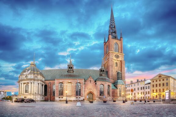 Twilight Sky over Riddarholmen Church Riddarholmen Church, the final resting place for many Swedish monarchs since the 17th century