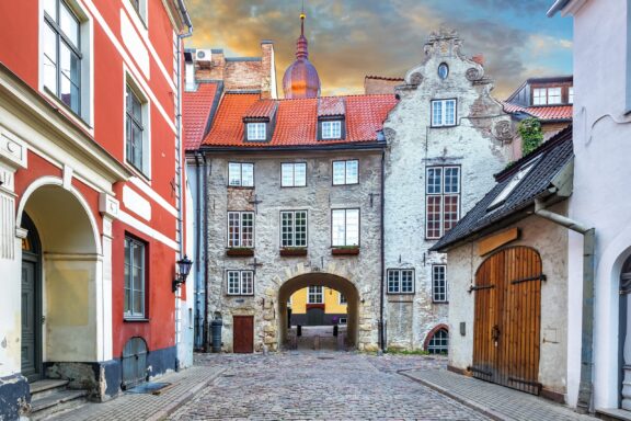 Medieval buildings in the old town of Riga