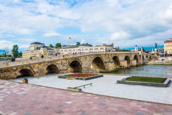 Stone Bridge, constructed in the 15th century during the Ottoman Empire's rule