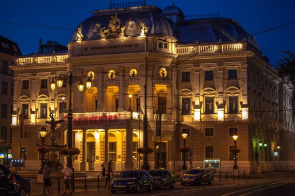 Slovak National Theatre, a Neo-Renaissance structure located on Hviezdoslav Square in the Old Town