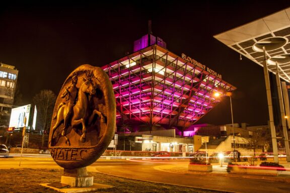 Slovak Radio Building in Bratislava, completed in 1983