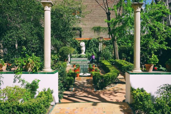 Tranquil Garden Path with Columns and Greenery The Sorolla Museum (Museo Sorolla), dedicated to the work of Joaquín Sorolla
