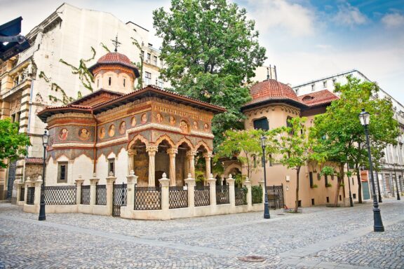 Stavropoleos Monastery, founded in 1724 by the Greek monk Ioanichie Stratonikeas