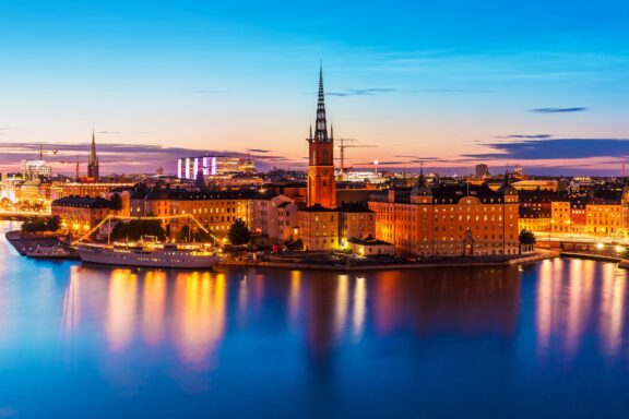 Stockholm Skyline at Dusk Scenic skyline of Stockholm during sunset