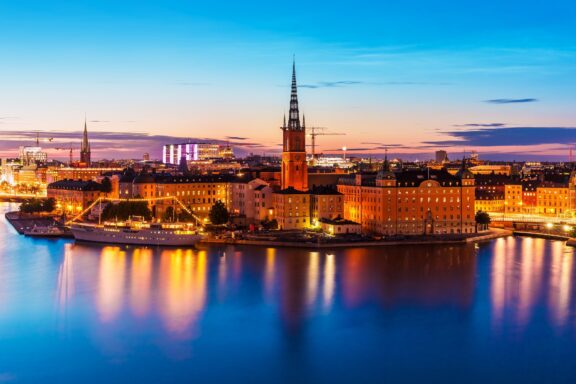 Scenic skyline of Stockholm during sunset