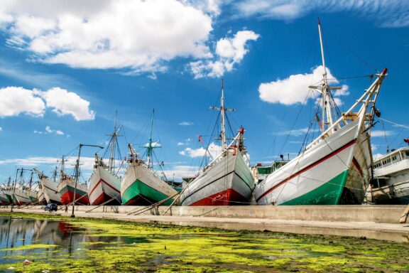 Sunda Kelapa Port with Moored Ships Sunda Kelapa Port, dating back to the 12th centur