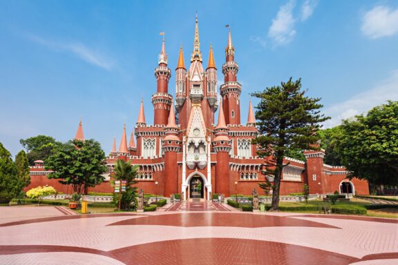 Fairy Tale Castle in a Sunny Park Taman Mini Indonesia Indah in Jakarta