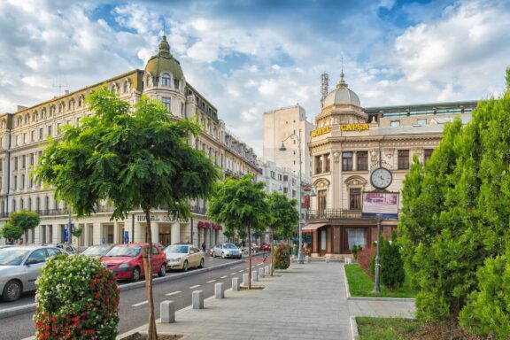 Victoriei Avenue (Calea Victoriei), the main commercial area and business district in Bucharest