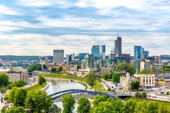 Skyline of Vilnius on a sunny day