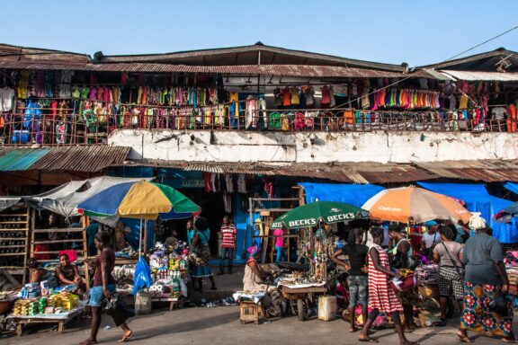 Bustling Market by the Waterside Waterside Market, a central marketplace for over a century
