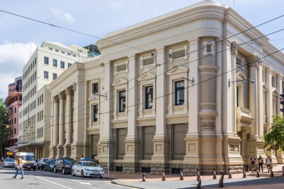 Exterior View of Wellington Town Hall Building Wellington Town Hall, established in 1904