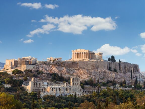 The Parthenon stands atop the Athenian Acropolis in the capital of Greece, one of the oldest countries in the world.