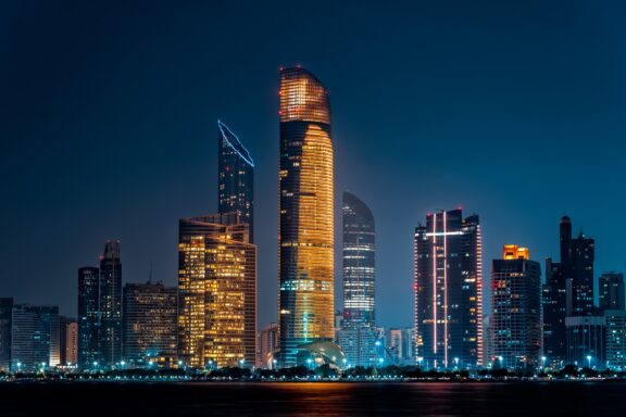 Abu Dhabi Skyline at Night Skyline modern architecture of Abu Dhabi at night