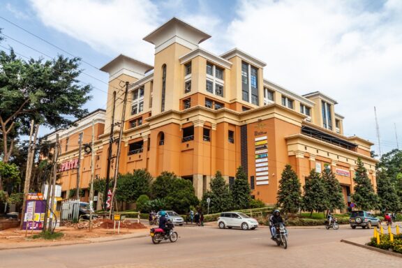Exterior View of Acacia Mall with Street Activity The Acacia Mall, Kampala