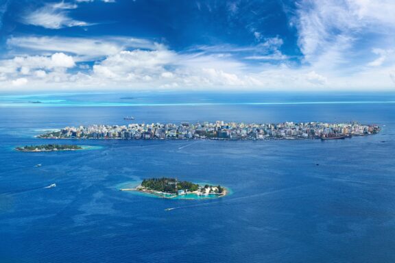 Aerial View of Malé, Maldives Malé from above, one of the world's most densely populated cities