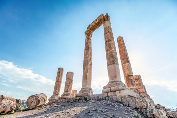 Ancient Columns of the Temple of Hercules at Amman Citadel Hercules Temple, part of the historic Amman Citadel