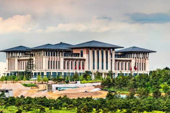 The Presidential Complex, located in the Beştepe neighborhood of Ankara, situated on a hill overlooking the city