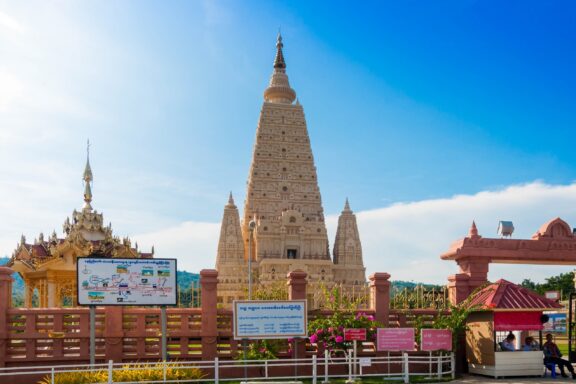Pagoda under Blue Sky Bodhgaya in Naypyidaw, a sacred site, offers spiritual seekers a place of meditation and contemplation
