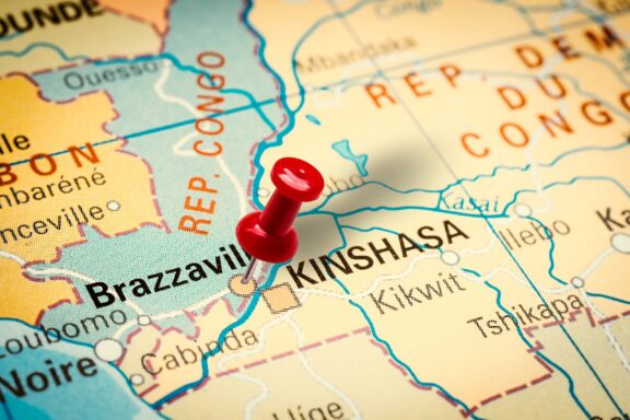 Map with Pin on Brazzaville Location Location of Brazzaville, Republic of Congo