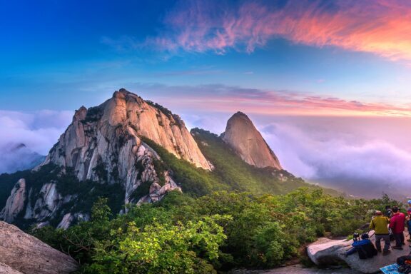 Spectacular Sunrise at Bukhansan National Park Bukhansan National Park, offering visitors breathtaking natural scenery