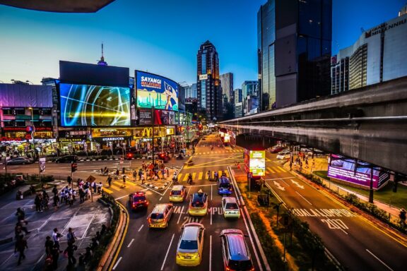 Bustling City Street at Twilight Bukit Bintang, Kuala Lumpur's entertainment hub