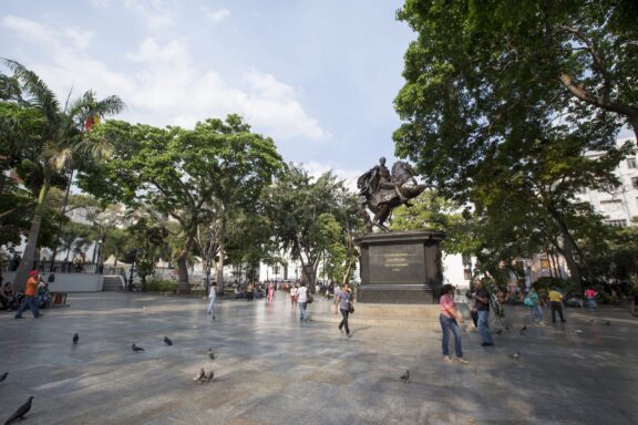 Plaza Bolívar, a focal point of social and political gatherings in Caracas