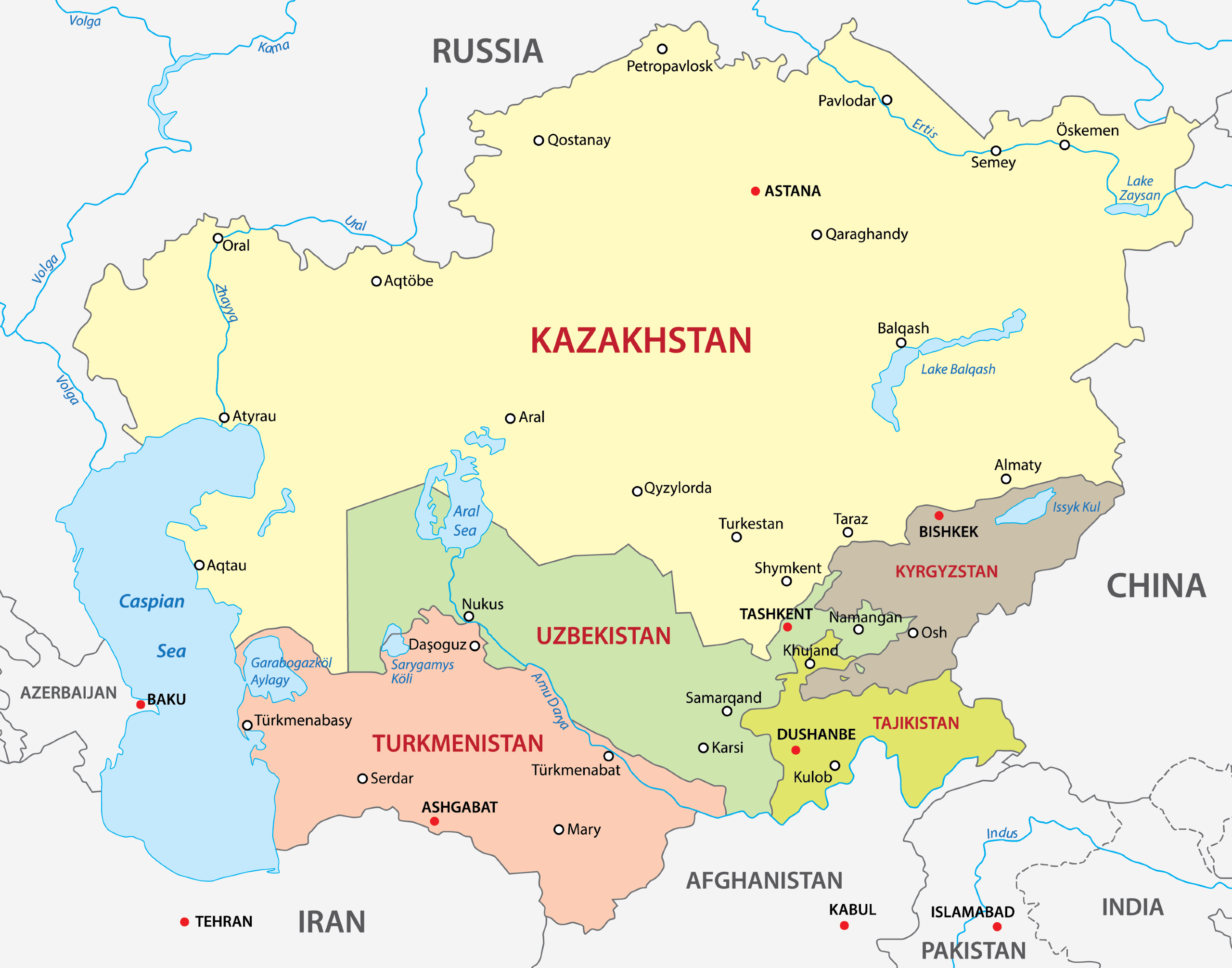 Central Asia Map And Countries Mappr