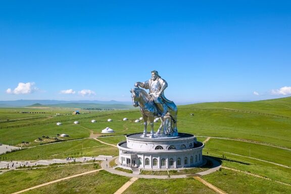 Equestrian Statue in Grassy Field Chinggis Khaan Statue Complex