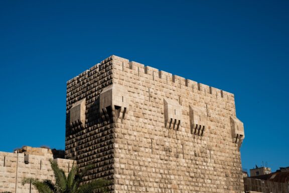 Citadel of Damascus under Blue Sky Citadel of Damascus, once a Roman temple and later a fortress