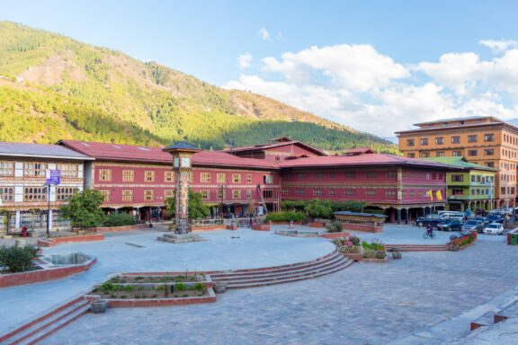 Clock Tower Square in Thimphu, a central gathering place